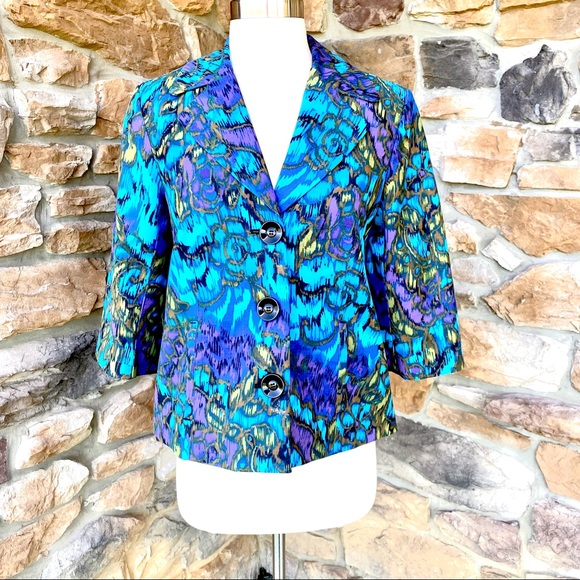 Chico’s Abstract Print Cropped Blazer - Picture 2 of 16